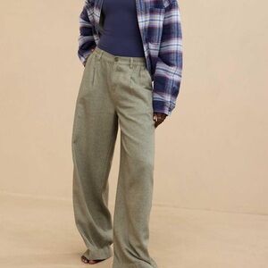 Aerie Anytime High Waisted Trouser Wide Leg Olive Green Size S (4-6) NEW w TAGS